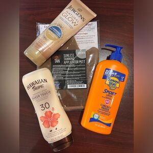 NEW Hawaiian Tropic Banana Boat Sunscreen Jergens Sunless Tanning Lotion & Mitt